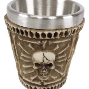 Ebros Ossuary Macabre Graveyard Piled Up Morphing Skulls And Skeleton Bones Resin Shot Glass With Stainless Steel Inner Cup Liner Skeleton Skull Shooter Drinkware Decor