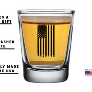 Rogue River Tactical USA Flag Tattered Shot Glass Gift For Military Veteran or Patriotic American