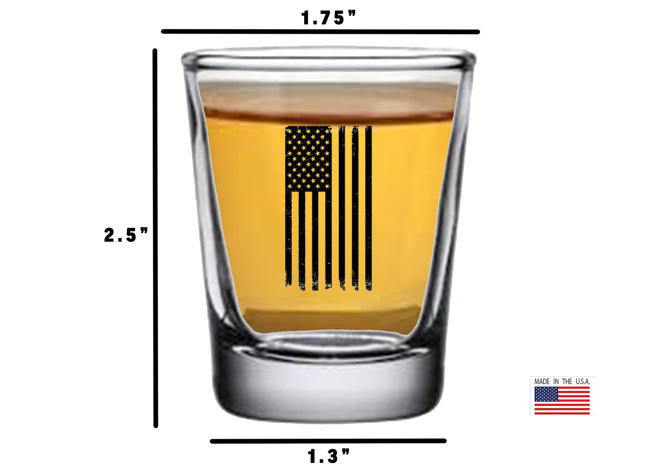 Rogue River Tactical USA Flag Tattered Shot Glass Gift For Military Veteran or Patriotic American