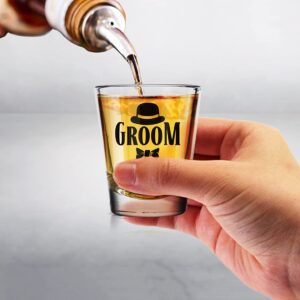 shop4ever Groom Fedora and Groom's Drinking Team Member Shot Glasses ~ Bachelor Party Favors ~ (7 Pack) (7)