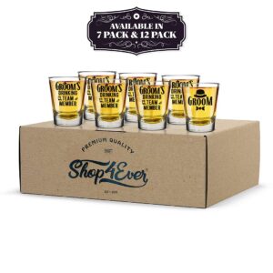 shop4ever Groom Fedora and Groom's Drinking Team Member Shot Glasses ~ Bachelor Party Favors ~ (7 Pack) (7)