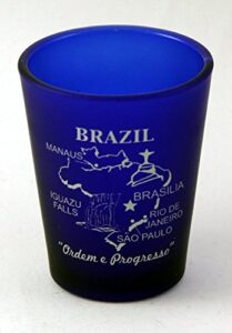 brazil cobalt blue frosted shot glass