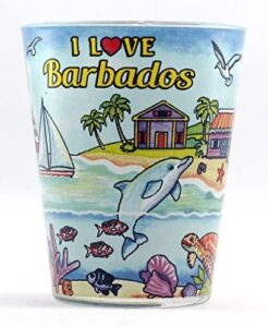 barbados i love barbados all-around shot glass agc