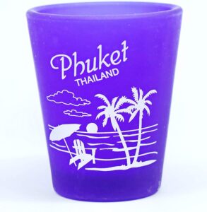 phuket thailand cobalt blue frosted shot glass