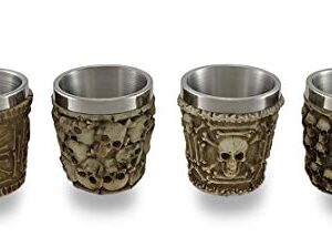 Things2Die4 Set of 4 Human Skull Themed Shot Glasses, Brown, One Size