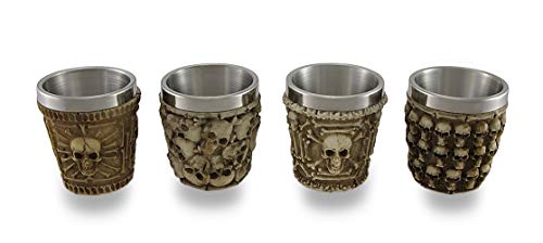 Things2Die4 Set of 4 Human Skull Themed Shot Glasses, Brown, One Size