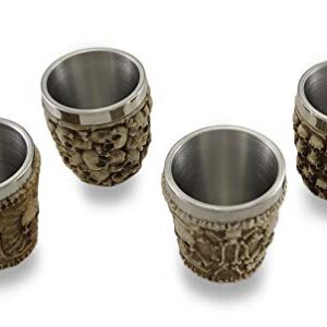 Things2Die4 Set of 4 Human Skull Themed Shot Glasses, Brown, One Size