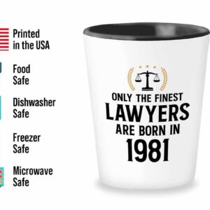 Lawyer Shot Glass 1.5oz - lawyers 1981 - Born in 1981 Vintage Birthday Turning 42 Lawyer Gifts for Women Desk