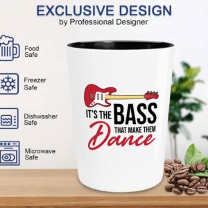 Flairy Land Bass Player Gifts Shot Glass 1.5oz - It's The Bass that makes them dance - Jazz Guitarist Musician Bassist Band Orchestra Instrumentalist Guitar