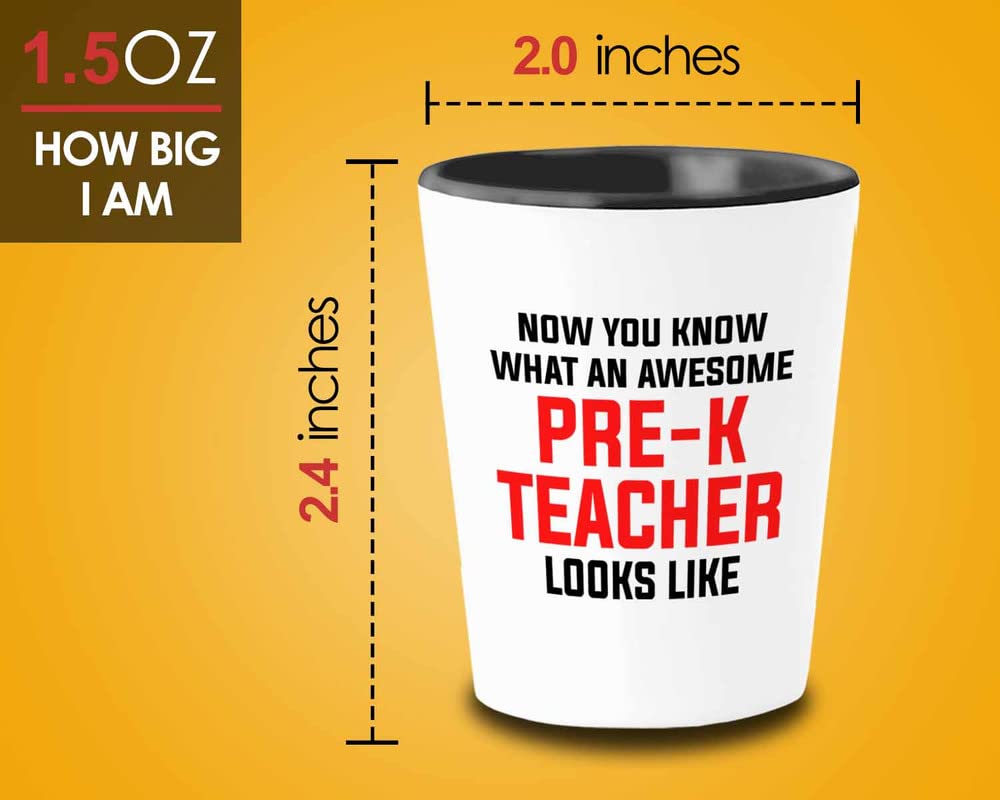 Subject Teacher Shot Glass 1.5oz - pre-k teacher looks - Daycare Provider Gifts from Toddlers Kindergarten Student Class