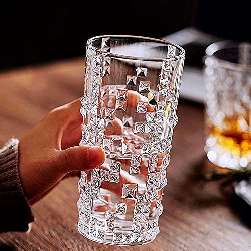 MOBEBI Wineglass,Glass,12oz Crystal Whiskey Glasses, Rocks Glasses Set, Premium Old Fashioned Glasses for Drinking Bourbon, Vodka,Tequila-B-Set of 4 (Color : A, Size : Set of 4)