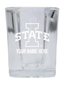 personalized customizable iowa state cyclones etched square shot glass 2 oz with custom name (1) officially licensed collegiate product