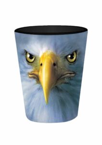 eagle face 2oz shot glass