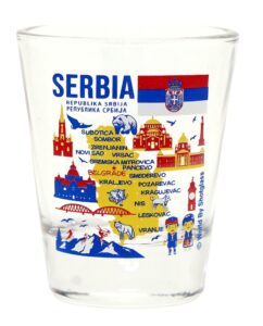 serbia landmarks and icons collage shot glass