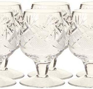 Neman Crystal WG5290, 1.5 Oz Crystal Shot Glasses, Hand Made Tequila/Vodka Shot Glasses, Unique Goblet Shot Glass Set of 6