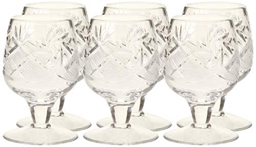 Neman Crystal WG5290, 1.5 Oz Crystal Shot Glasses, Hand Made Tequila/Vodka Shot Glasses, Unique Goblet Shot Glass Set of 6