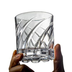 crystal whiskey glass, thickened tumbler glass, rotatable decompression, 9.6 oz, old fashioned glass for wine/vodka/alcohol gifts (diamond shape)