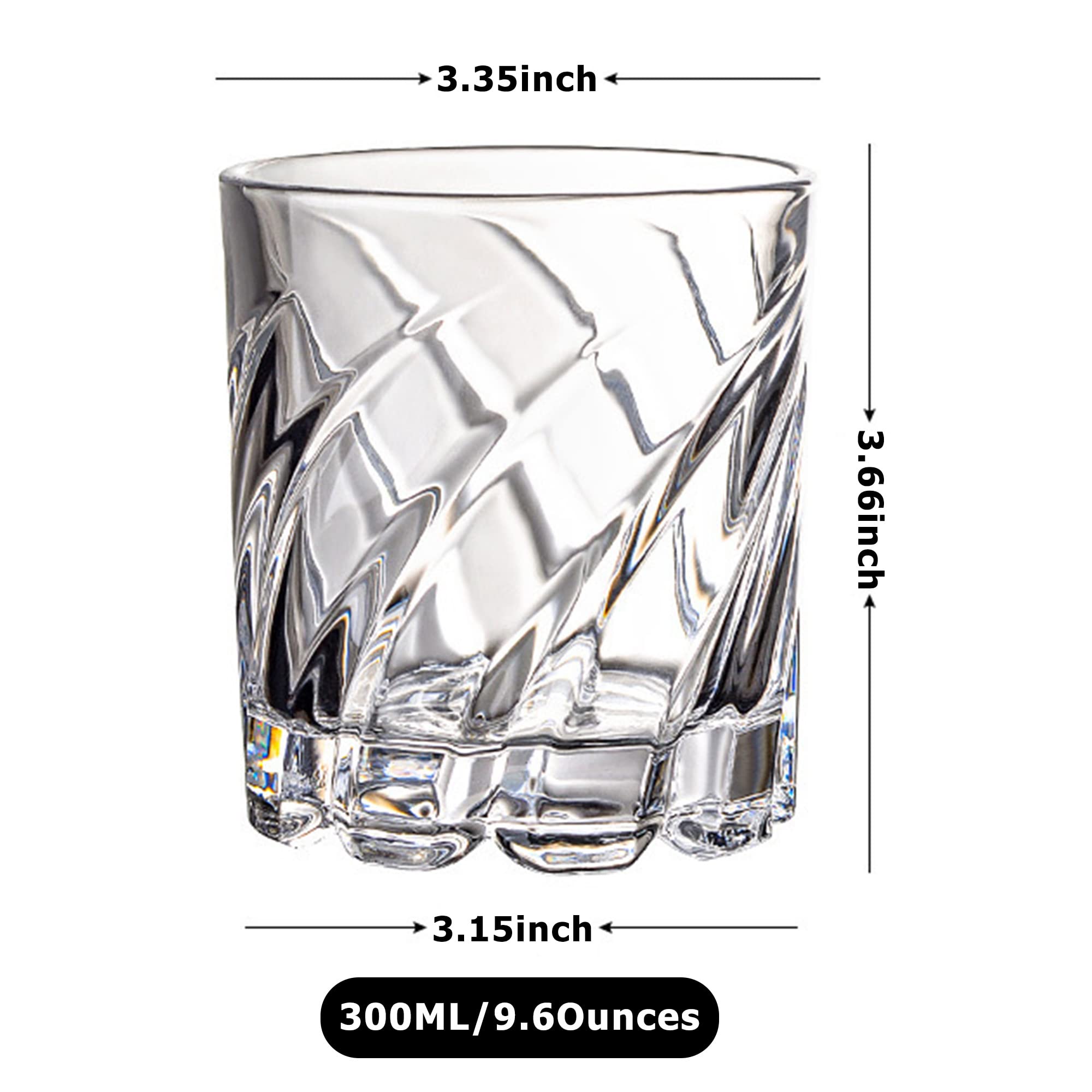 Crystal Whiskey Glass, Thickened Tumbler Glass, Rotatable Decompression, 9.6 oz, Old Fashioned Glass for Wine/Vodka/Alcohol Gifts (Diamond Shape)