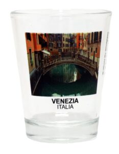 venice italy canal bridge & reflections color photo shot glass