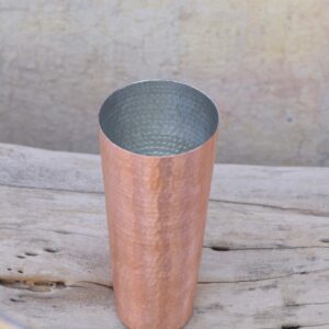 De Kulture Handmade Pure Solid Copper Large Glass Cup Tumbler Drinkware for Milk Water Medicinal Liquid Ice Coffee Ice Tea Cocktail Beer Sake Whiskey Vodka Rum Tequila, 3x 7 (DH) Inches, 600 ml