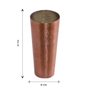 De Kulture Handmade Pure Solid Copper Large Glass Cup Tumbler Drinkware for Milk Water Medicinal Liquid Ice Coffee Ice Tea Cocktail Beer Sake Whiskey Vodka Rum Tequila, 3x 7 (DH) Inches, 600 ml