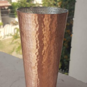 De Kulture Handmade Pure Solid Copper Large Glass Cup Tumbler Drinkware for Milk Water Medicinal Liquid Ice Coffee Ice Tea Cocktail Beer Sake Whiskey Vodka Rum Tequila, 3x 7 (DH) Inches, 600 ml