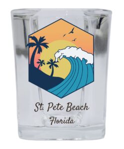 r and r imports st. pete beach florida souvenir 2 ounce square base shot glass wave design single