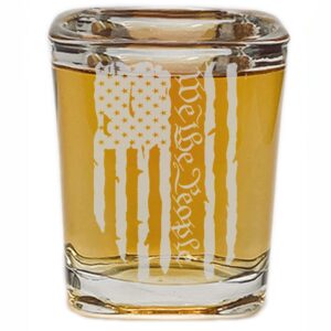 Rogue River Tactical Square US Constitution We The People USA Flag Tattered Shot Glass Gift For Military Veteran or Patriotic American