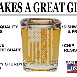 Rogue River Tactical Square US Constitution We The People USA Flag Tattered Shot Glass Gift For Military Veteran or Patriotic American