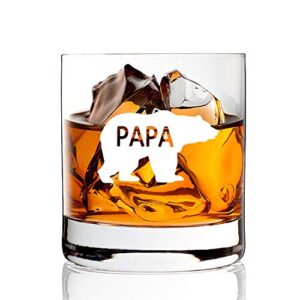 agmdesign, funny papa bear whiskey glasses gift for dad, daughter, son, kids, men's birthday gifts for dad, father's day gift