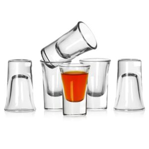 bavel shot glass set of 6,heavy base clear shot glass, great for whisky brandy vodka rum and tequila shot set (0.9 oz)