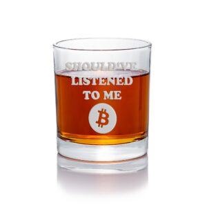 shouldve listened bitcoin round rocks glass - bitcoin gift, bitcoin glass, crypto gift, crypto glass, satoshi