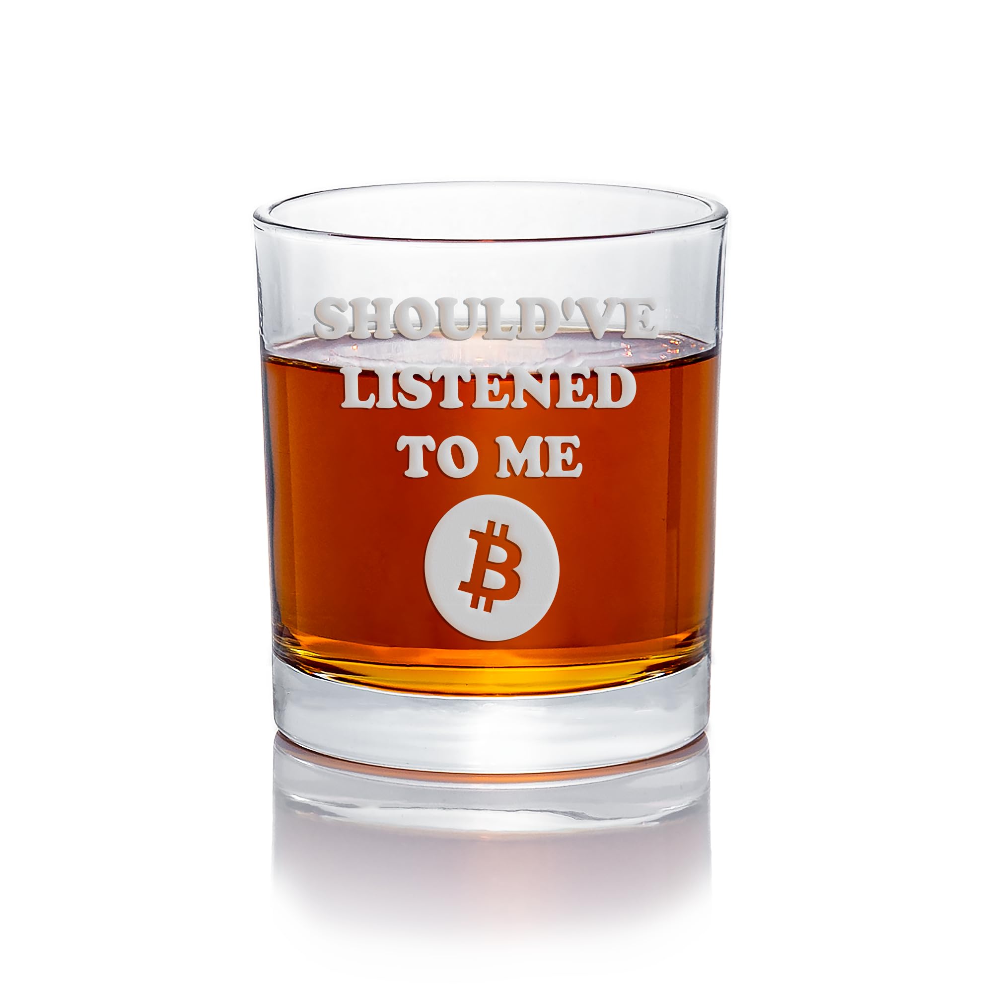 Shouldve Listened Bitcoin Round Rocks Glass - Bitcoin Gift, Bitcoin Glass, Crypto Gift, Crypto Glass, Satoshi