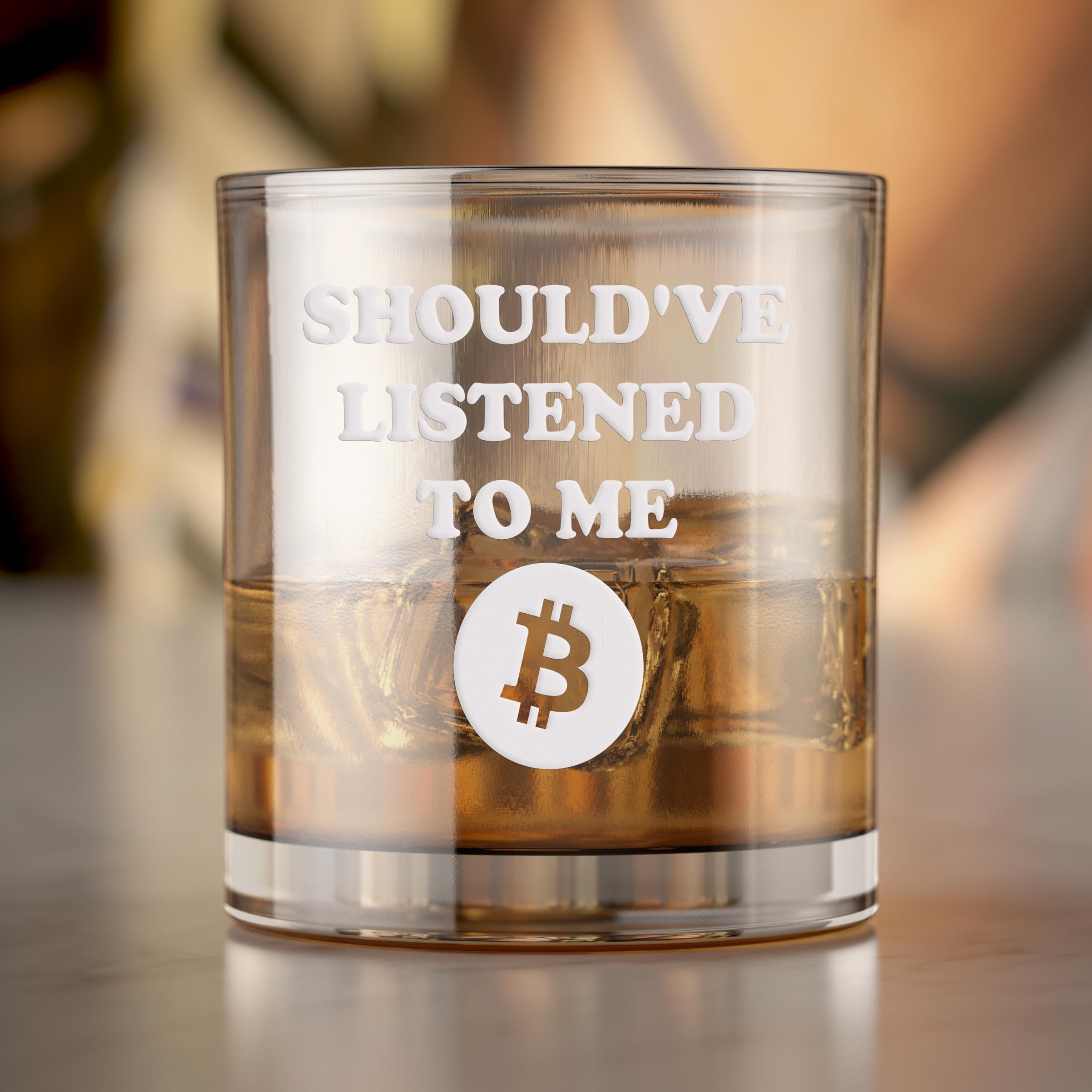 Shouldve Listened Bitcoin Round Rocks Glass - Bitcoin Gift, Bitcoin Glass, Crypto Gift, Crypto Glass, Satoshi