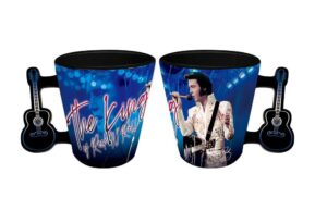 elvis shot glass the king"blue" with guitar handle
