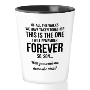 proposal shot glass 1.5oz - personalized son walk me down the aisle - dad romantic marriage relationship fiancee engagement wedding day step dad future husband wife