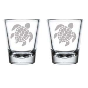 set of 2 shot glasses 1.75oz shot glass sea turtle