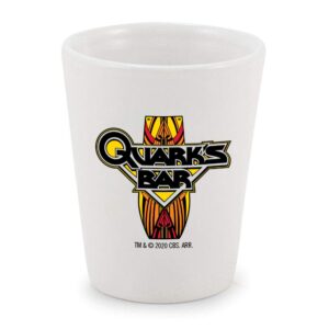 star trek: deep space nine quark's bar vintage logo shot glass