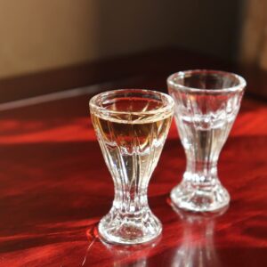 BothEarn Mini Shot Glass Set of 2-14 ml Cute Egg Cup with Stem - Gift Box for Tequila Vodka Soju Whiskey Maotai