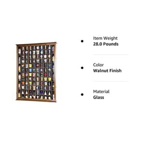 108 Shot Glass Shotglass Shooter Display Case Holder Cabinet Wall Rack 98% UV Lockable Door -Walnut