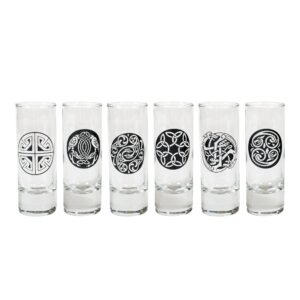 celtic themed tall shot glasses assorted set of 6