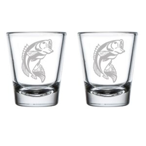 set of 2 shot glasses 1.75oz shot glass bass fish