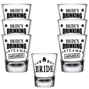 shop4ever bride and bride's drinking team member glass shot glasses wedding bachelorette party shot glasses 7 pack