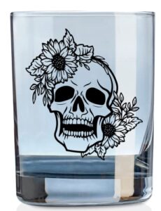 halloween gifts for women men adults hostess whiskey glass, skull gift glass for halloween lovers or party's owners, halloween party supplies - skull