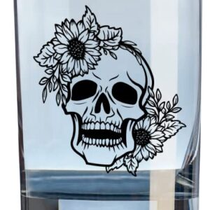 Halloween Gifts for Women Men Adults Hostess Whiskey Glass, Skull Gift Glass for Halloween Lovers or Party's Owners, Halloween Party Supplies - Skull