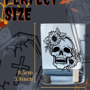 Halloween Gifts for Women Men Adults Hostess Whiskey Glass, Skull Gift Glass for Halloween Lovers or Party's Owners, Halloween Party Supplies - Skull