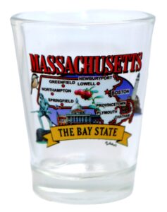 massachusetts state elements map shot glass