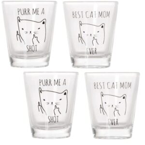 Artisan Owl Best Cat Mom Ever and Purr Me a Shot Shot Glasses Bundle