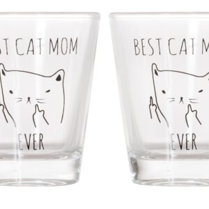 Artisan Owl Best Cat Mom Ever and Purr Me a Shot Shot Glasses Bundle