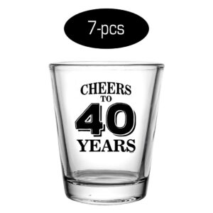 Veracco Cheers To 40 Years Shot Glasses Birthday Gift For Someone Who Loves Drinking Bachelor 40th Funny Party Favors Fourty and Fabulous (Clear, Glass)